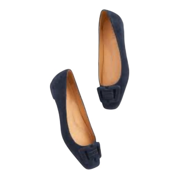 Talbots Sutton Flats Indigo Blue Square Toe Ballet Size 7M Preppy Career Causal - Picture 14 of 16